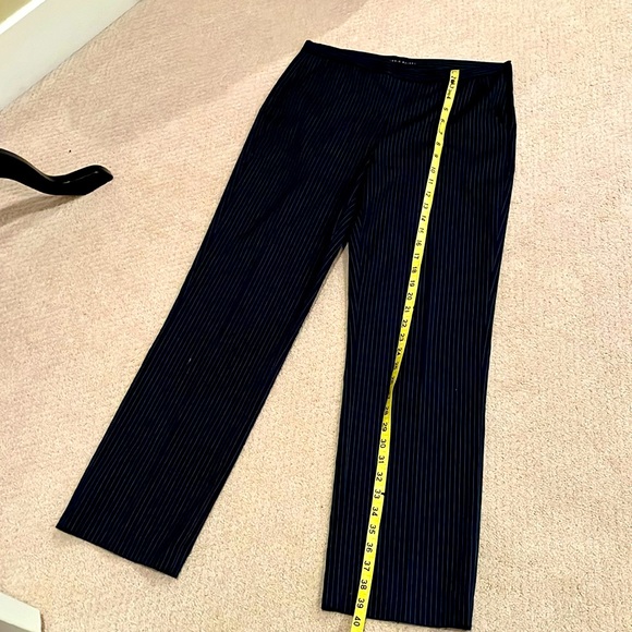 Antonio Melani navy blue pinstriped pantsuit long sleeve lined blazer size 6 - Picture 4 of 8